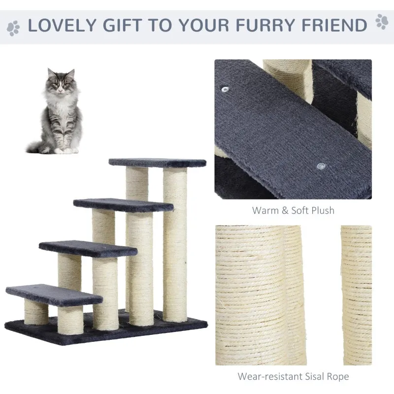 4 Tier Pet Cat Stairs - Dark Grey