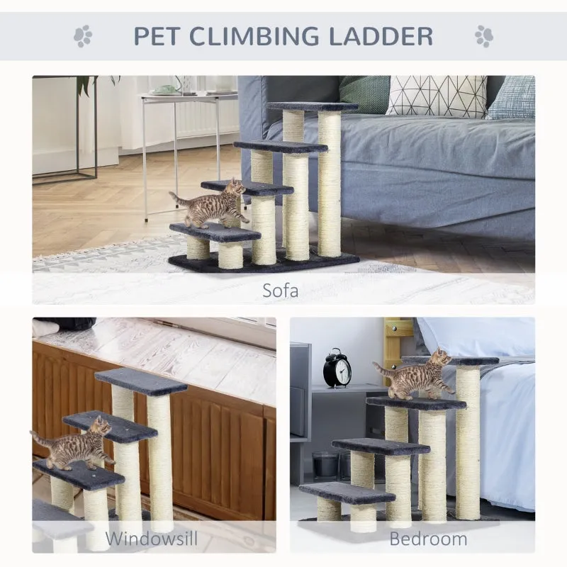 4 Tier Pet Cat Stairs - Dark Grey