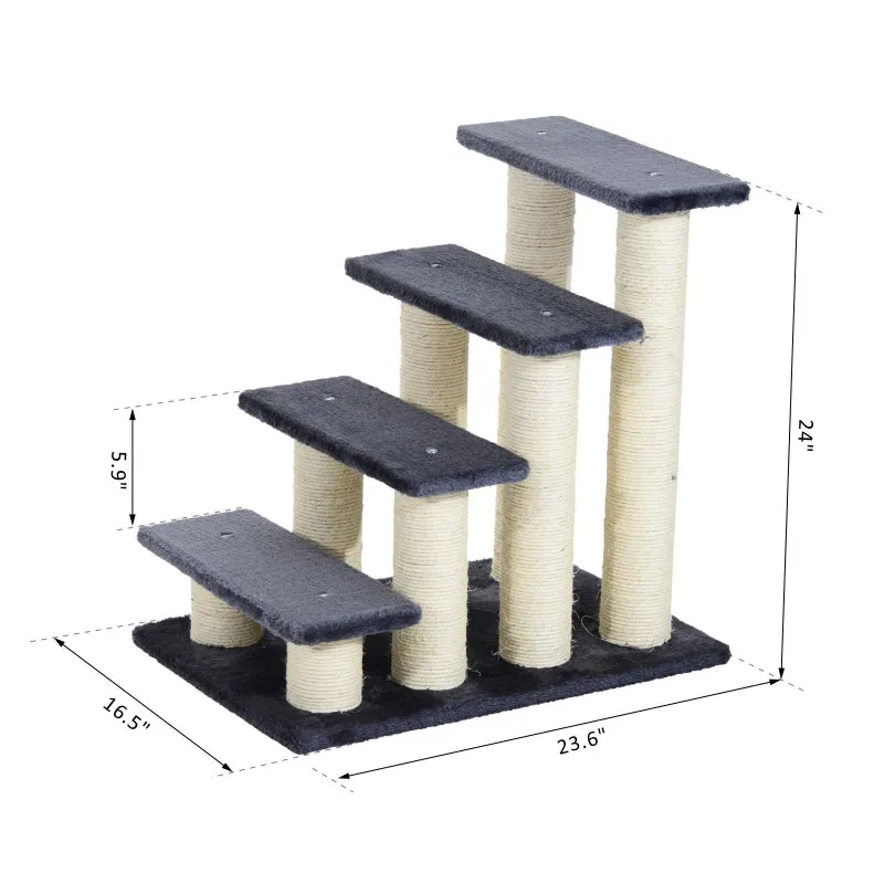 4 Tier Pet Cat Stairs - Dark Grey