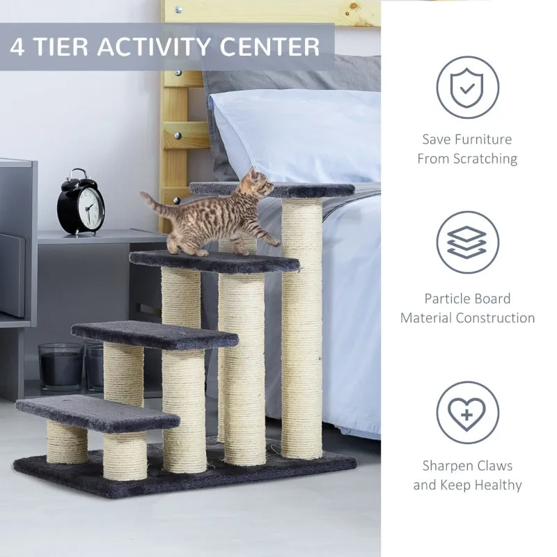 4 Tier Pet Cat Stairs - Dark Grey