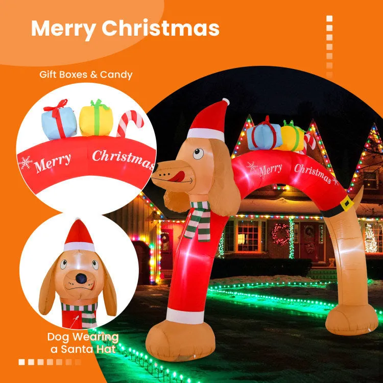 8 Feet Lighted Inflatable Christmas Dachshund Arch with Air Blower