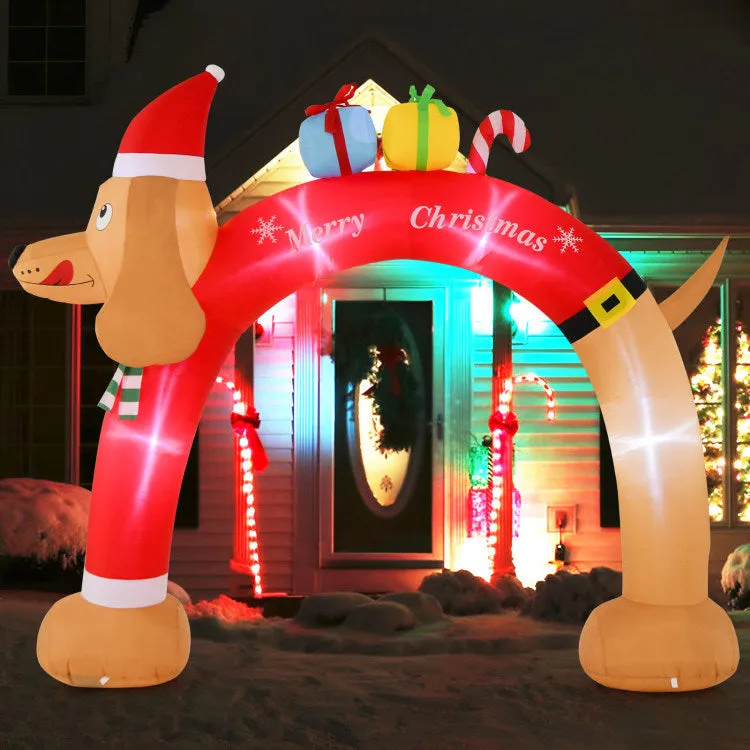 8 Feet Lighted Inflatable Christmas Dachshund Arch with Air Blower