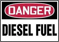 Accuform Signs 7" X 10" Red, Black And White Adhesive Vinyl Chemical And Hazardous Material Sign "Danger Diesel Fuel"