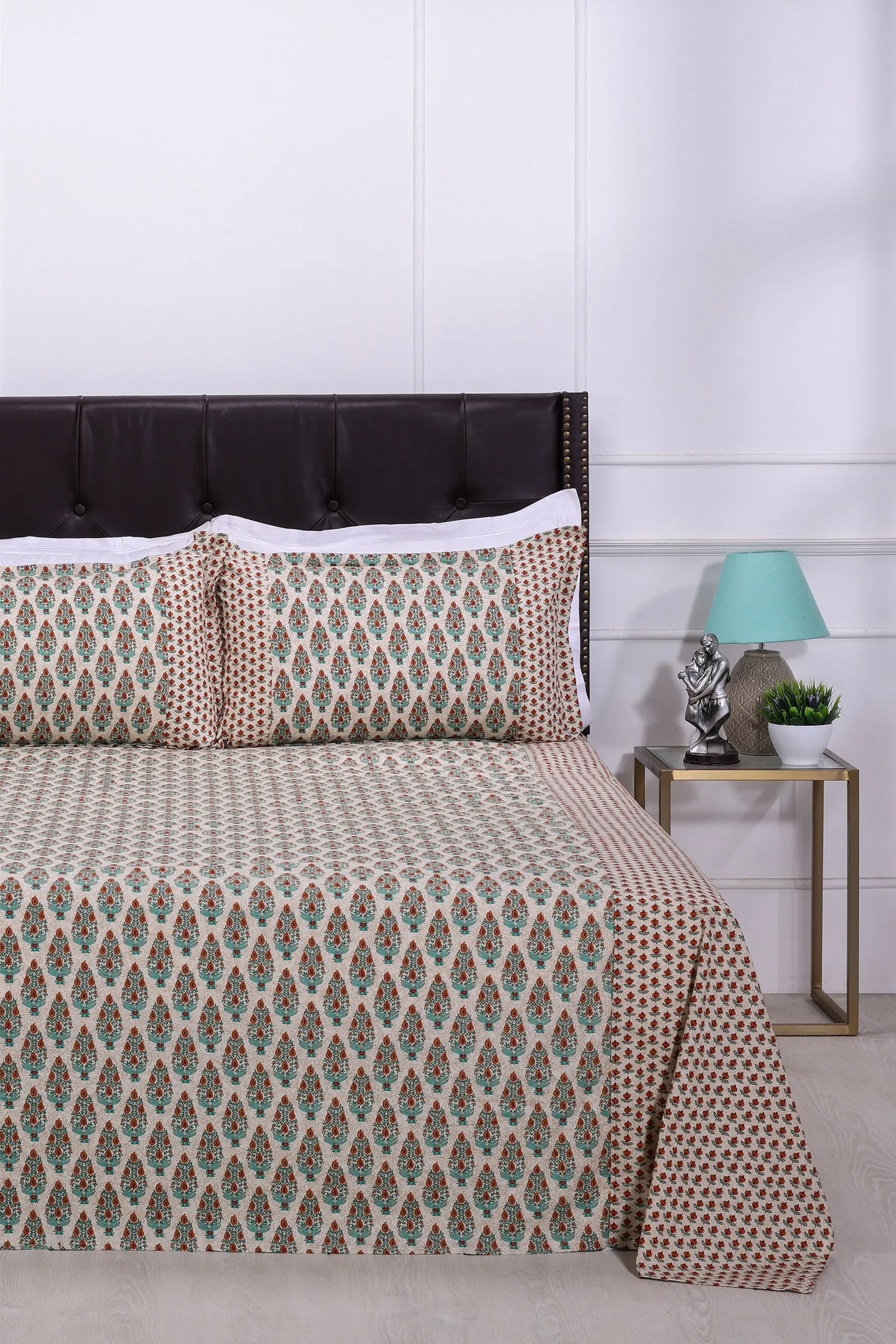 Anjali Bootah Orange Cotton Bedsheet