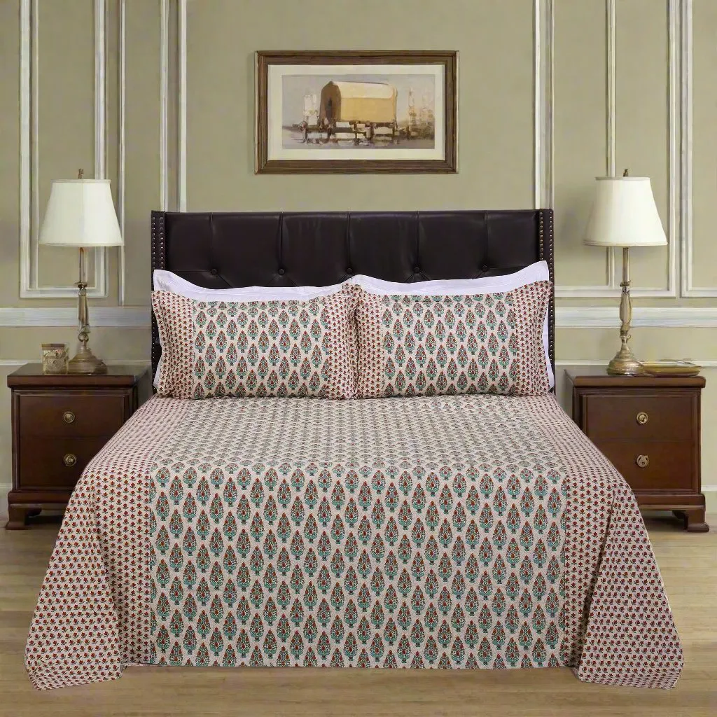 Anjali Bootah Orange Cotton Bedsheet