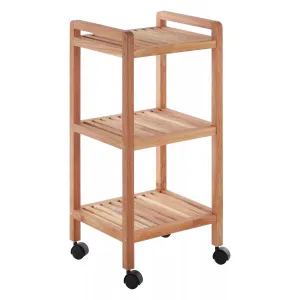 Arla Natural Walnut 3 Tier Wood Bathroom Trolley