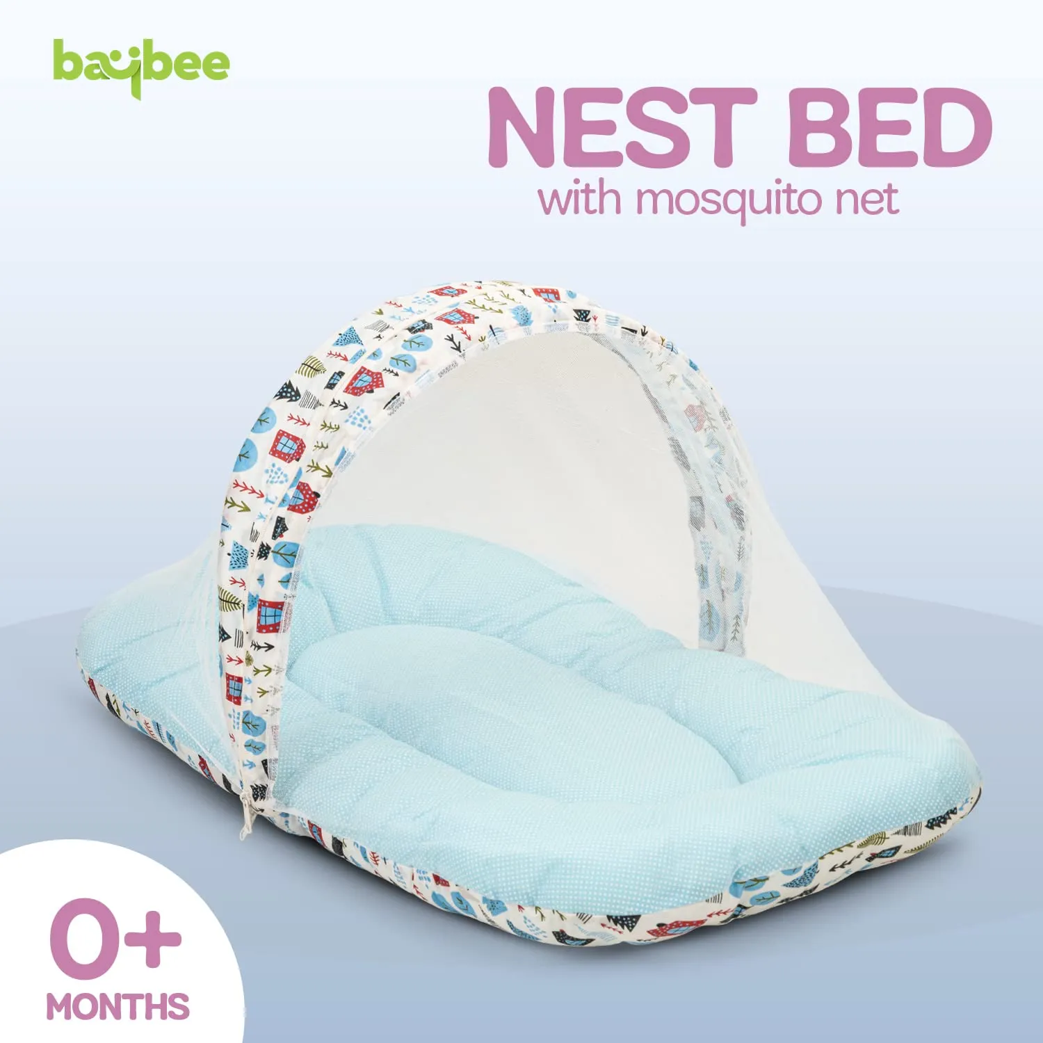 Baybee Baby Bedding Set for New Born Baby, Bed Mattress with Mosquito Net, Zip, Neck Pillow & 2 Bolsters