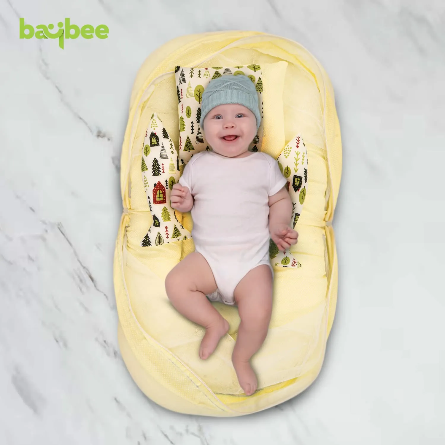 Baybee Baby Bedding Set for New Born Baby, Bed Mattress with Mosquito Net, Zip, Neck Pillow & 2 Bolsters