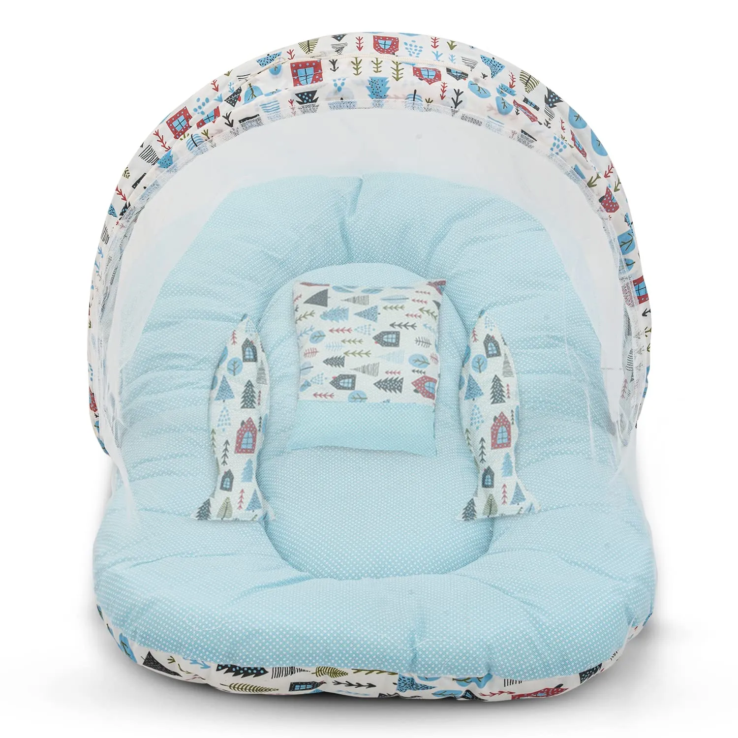 Baybee Baby Bedding Set for New Born Baby, Bed Mattress with Mosquito Net, Zip, Neck Pillow & 2 Bolsters