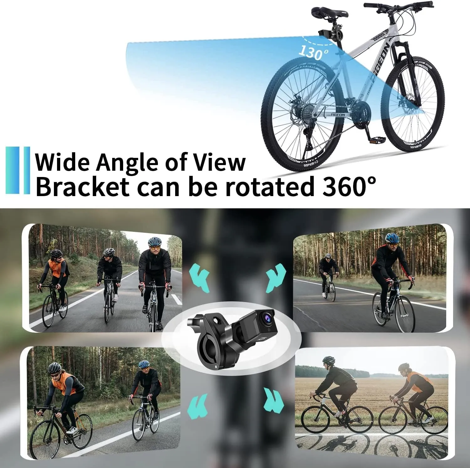 Bike Camera 1080P 4.3’’ Monitor Bicycle Rear View Mirror Handlebar 130°Adjustable Wide Night Vision for Mountain Ebike Wankskey