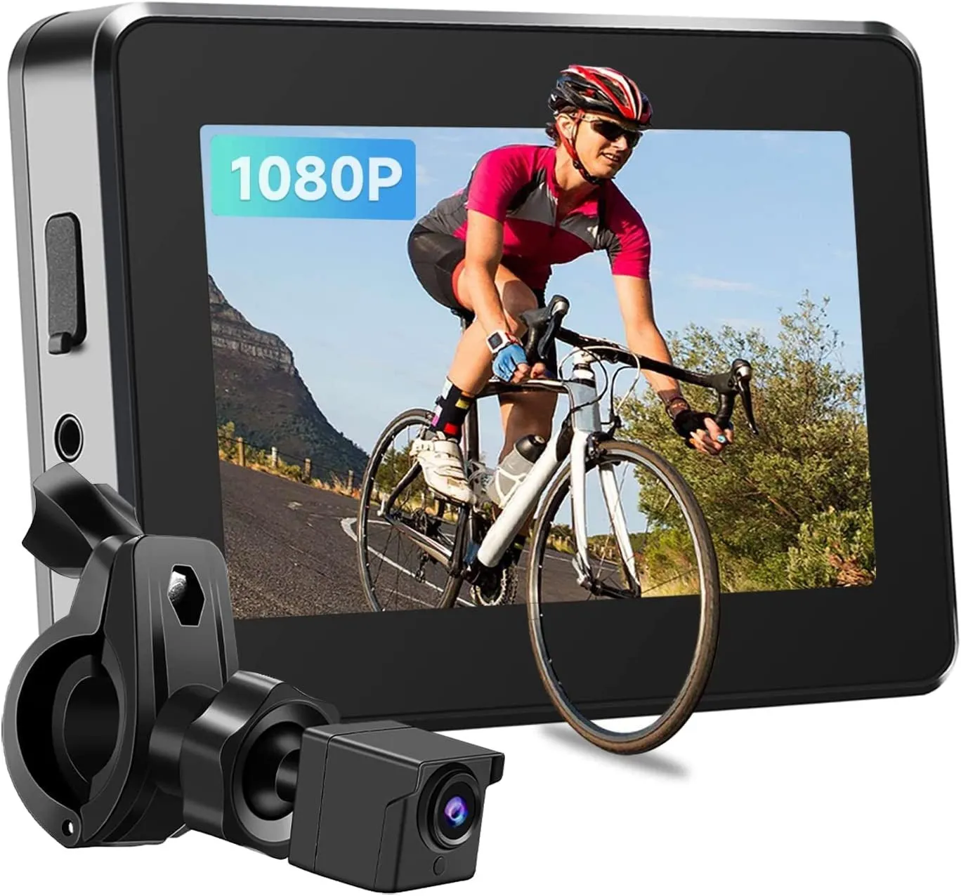 Bike Camera 1080P 4.3’’ Monitor Bicycle Rear View Mirror Handlebar 130°Adjustable Wide Night Vision for Mountain Ebike Wankskey