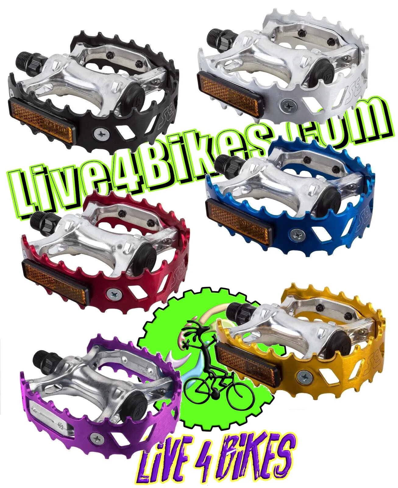 Blue 9/16 pedals bear claws Trap Pedals For BMX bikes  - Live 4 bikes