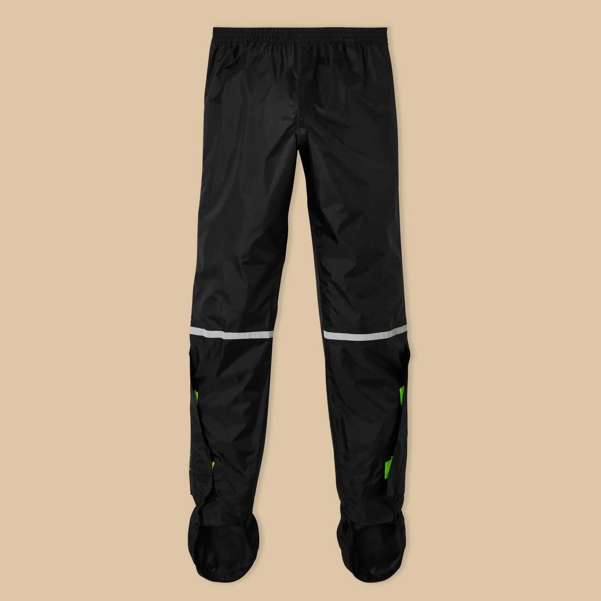 Btwin City Cycling Rain OverPants with Built-In Overshoes 100 - Black