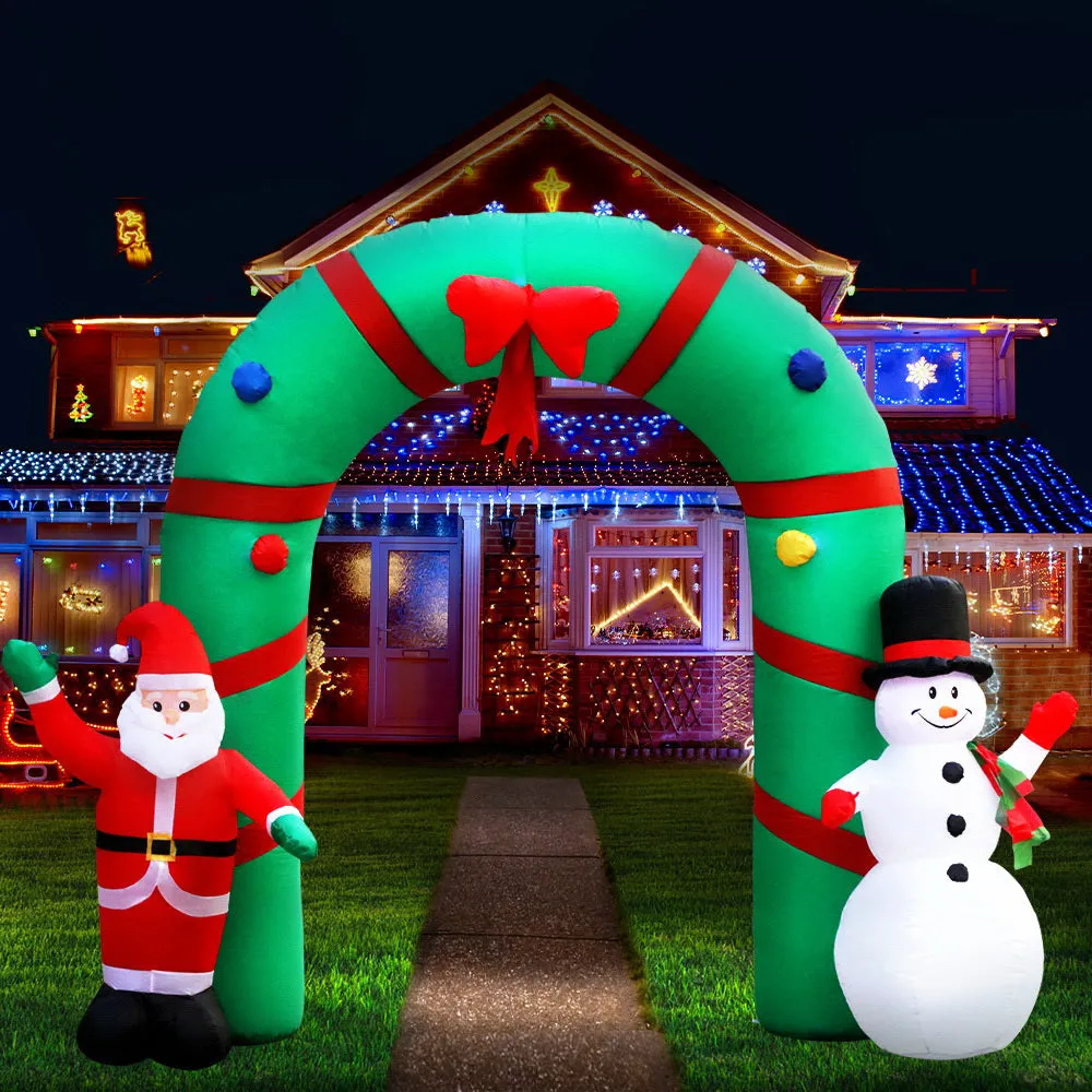 Christmas Inflatable Giant Arch Way 2.8M Santa Snowman Light Decor