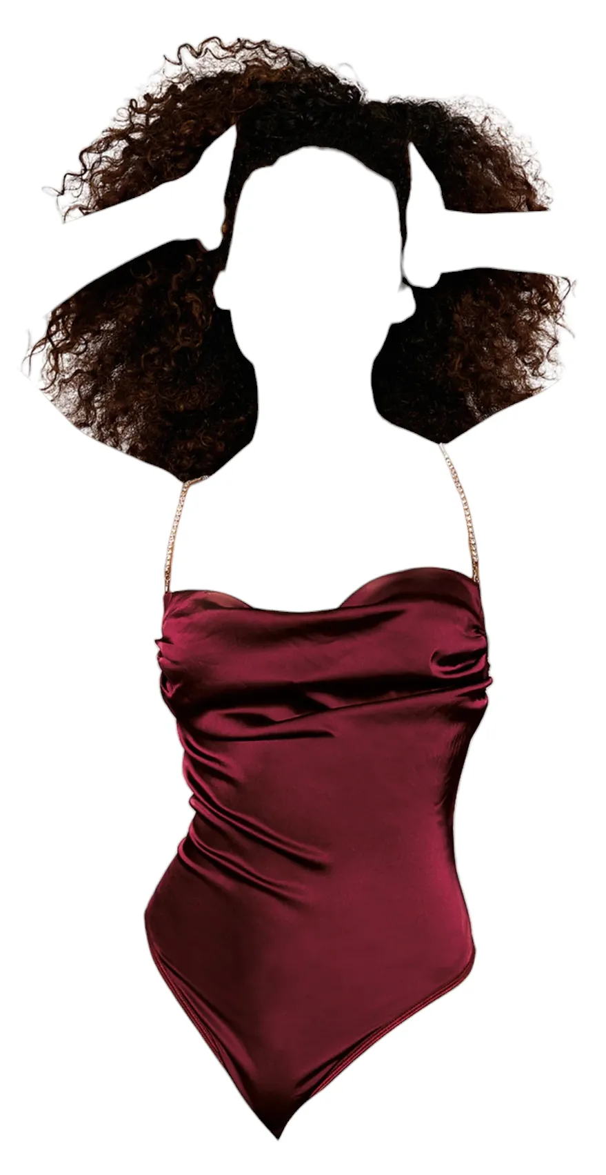 Dreamgirl Stretch Satin and Mesh Cowl Neck Teddy Burgundy