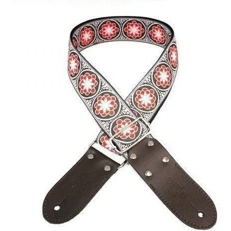 DSL 2" Jacquard Weaving Guitar Strap - Flower Red