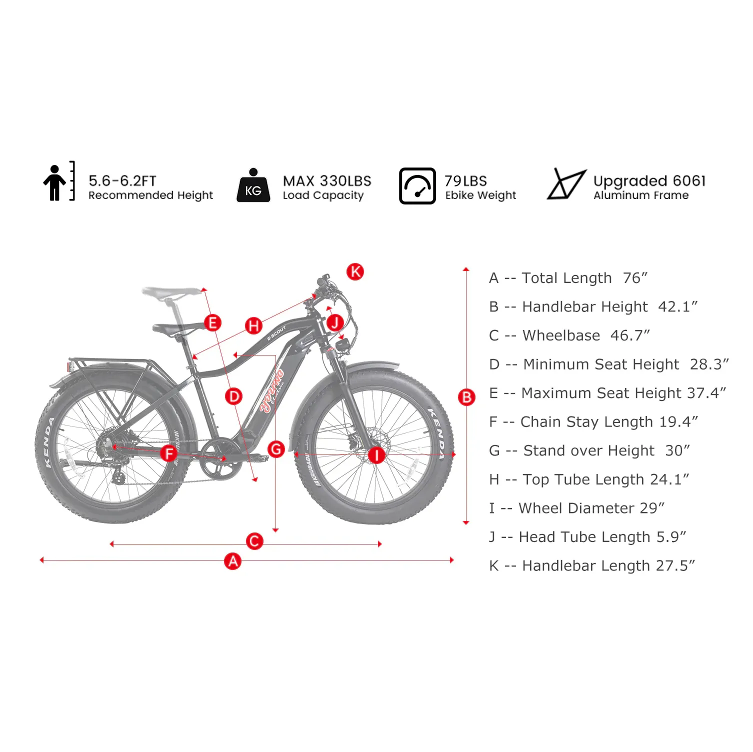 E-Joe 750W 48V Young Electric E-Scout All Terrain Fat Tire Electric Bike