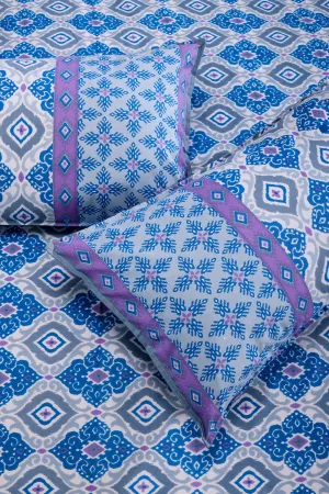 Ikkat Tobby Blue Cotton Bedsheet