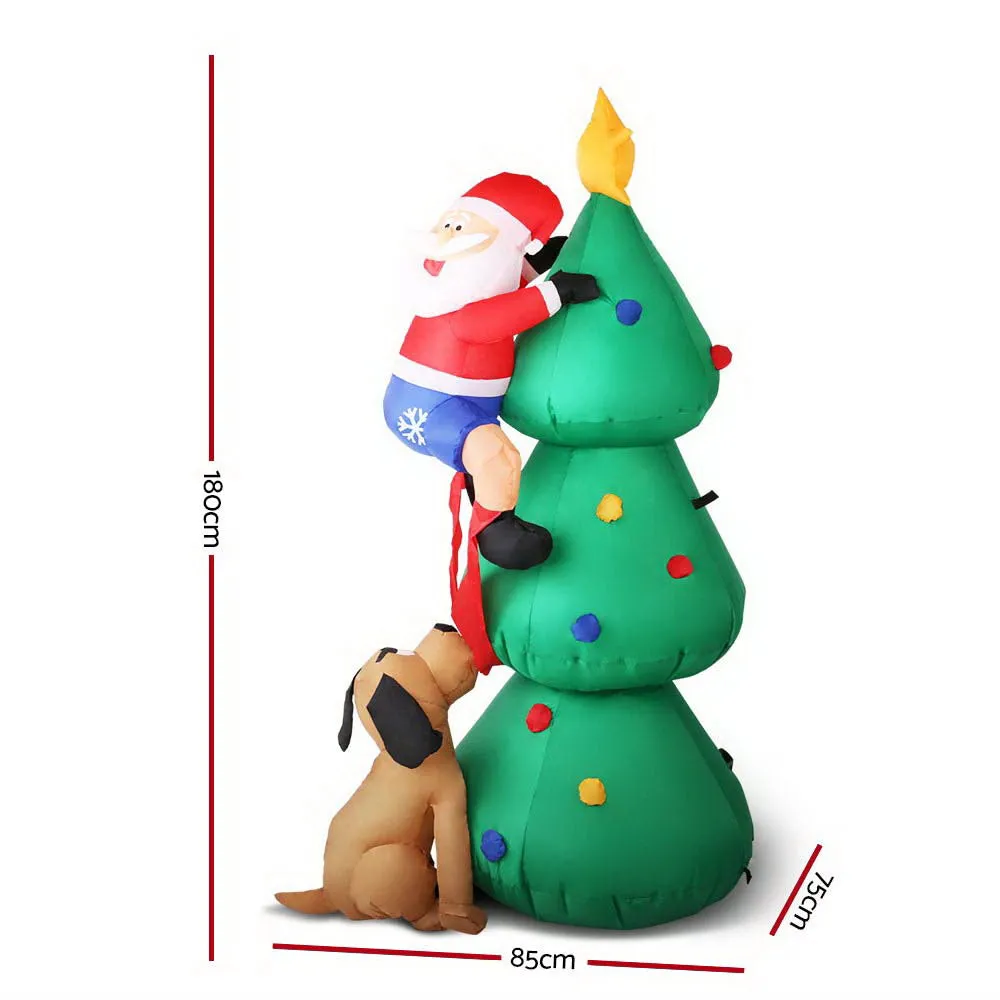 Illuminated 1.8M Christmas Inflatable Santa Tree - Jingle Jollys