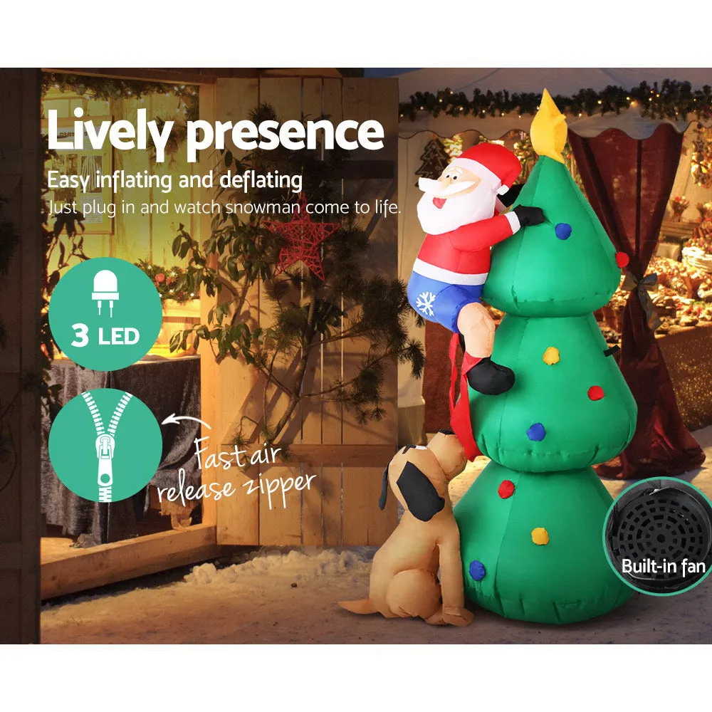 Illuminated 1.8M Christmas Inflatable Santa Tree - Jingle Jollys