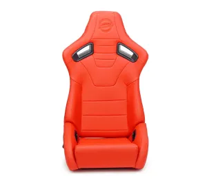 NRG Omega Reclined Seat with large side support Red Vegan Leather with Black Carbon Vinyl Back with Embossed NRG logo( Price Showned in Pairs) - RSC-750RD/BK L/R