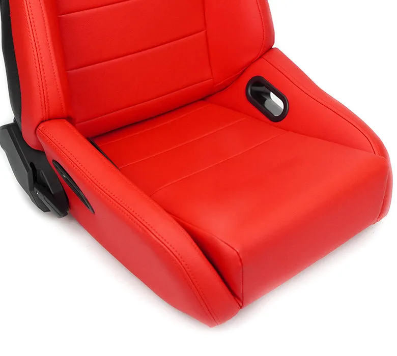 NRG Omega Reclined Seat with large side support Red Vegan Leather with Black Carbon Vinyl Back with Embossed NRG logo( Price Showned in Pairs) - RSC-750RD/BK L/R