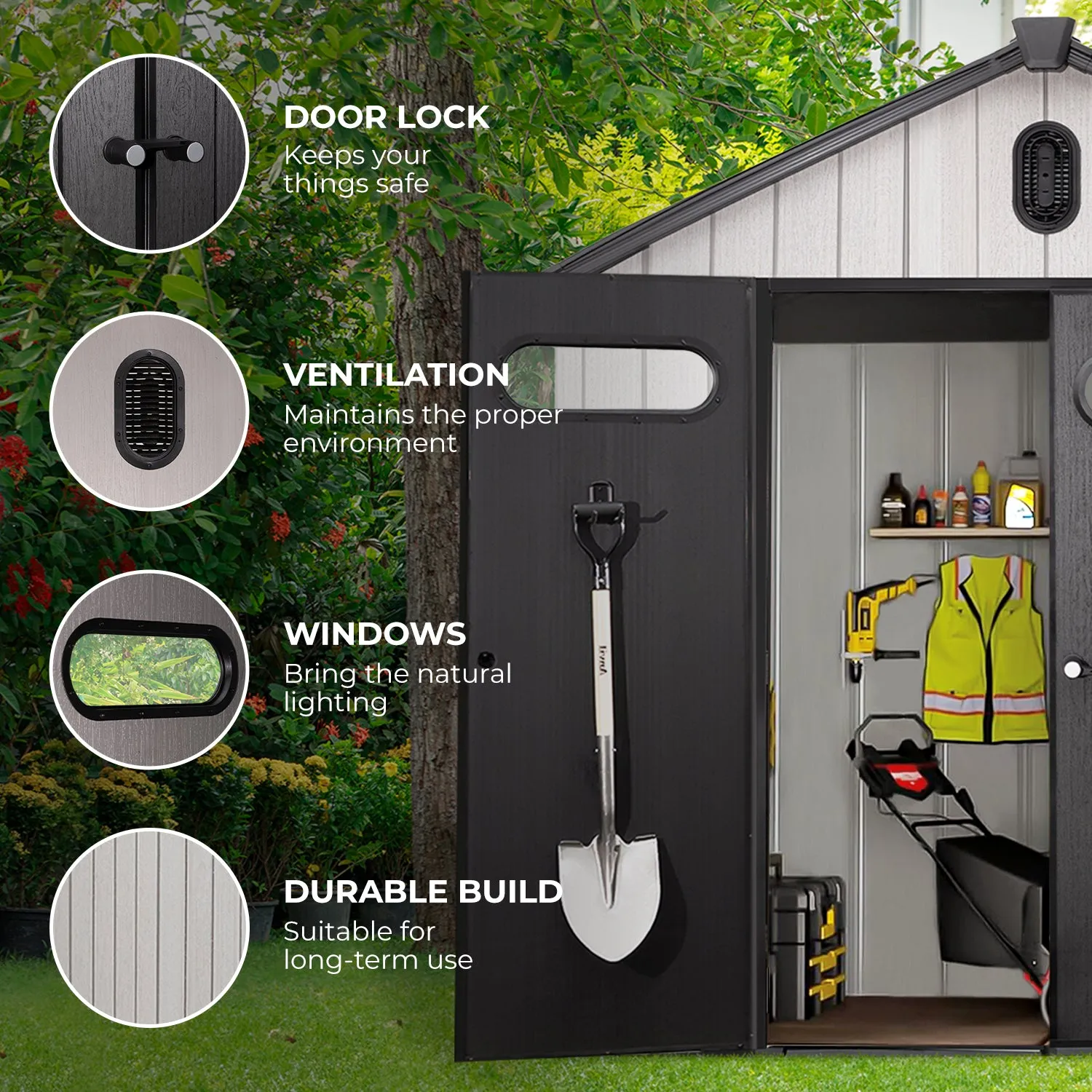 Outdoor Storage Shed with Floor 8' x 8'