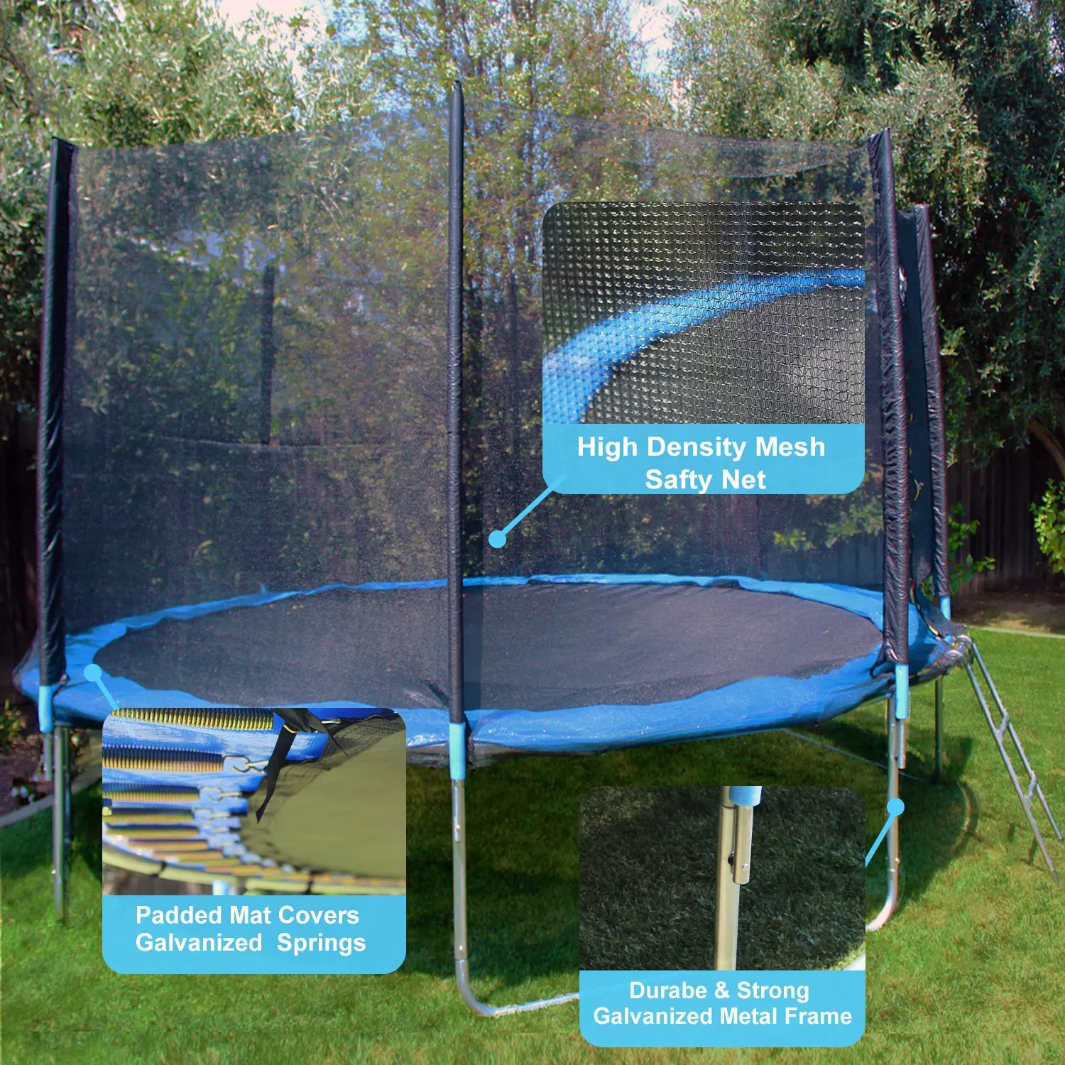 Outdoor Trampoline - Galvanized Steel Frame - Gorilla Gadgets