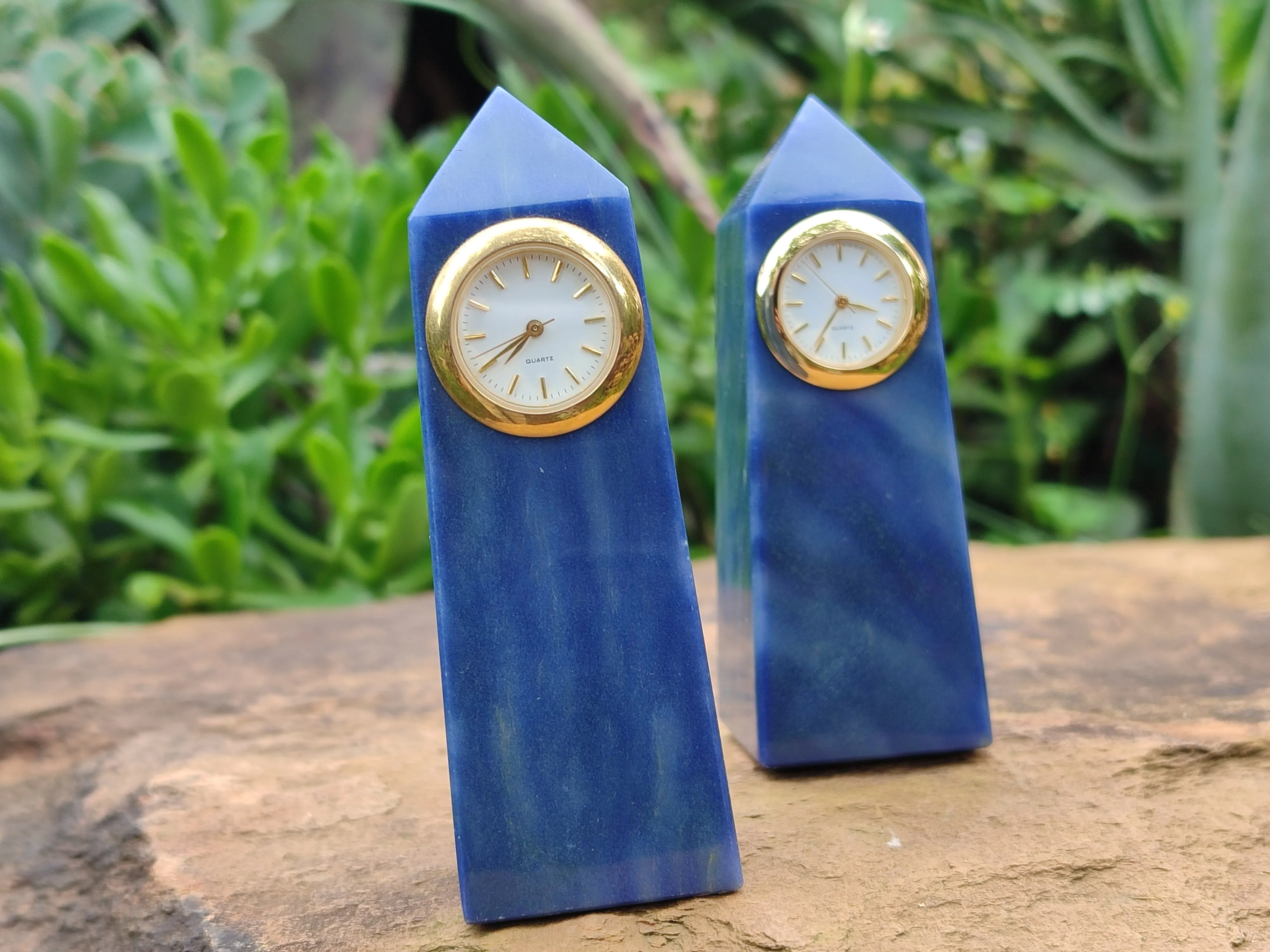 Polished Blue Quartz Obelisk Clock Towers - sold per item - From China