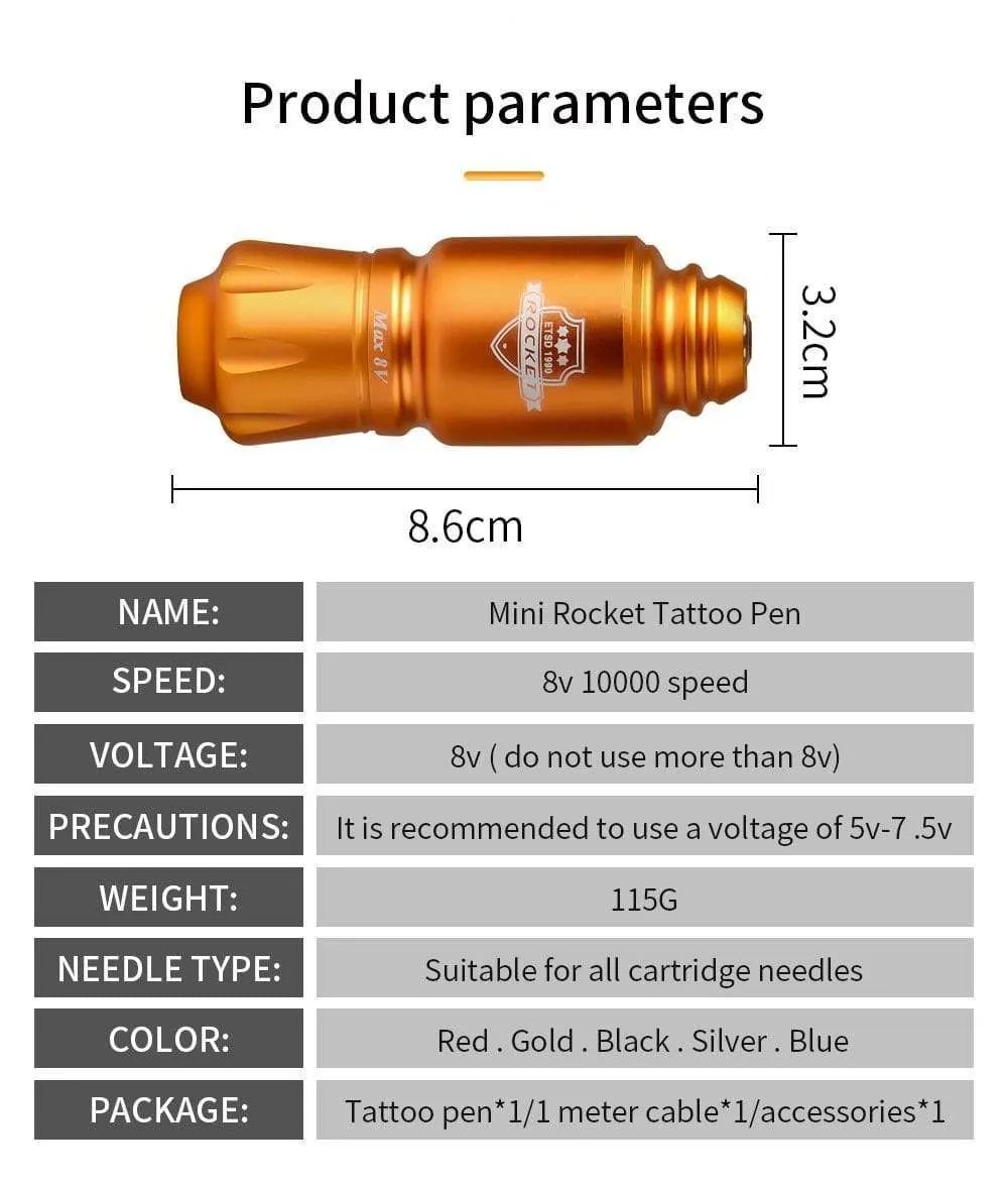 Professional Mini Rocket Tattoo Pen Cartridge Machine Rotary Tattoo Gun With Powerful Motor For Cartridge Needles Supplies