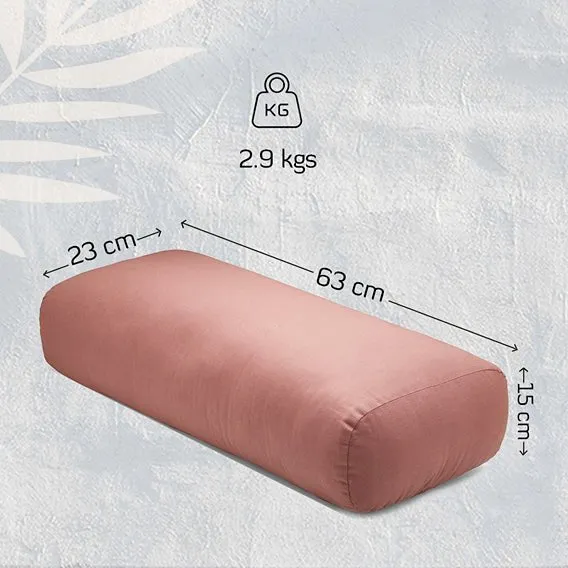 Rectangular Yoga Bolster filled with Cotton- Grey