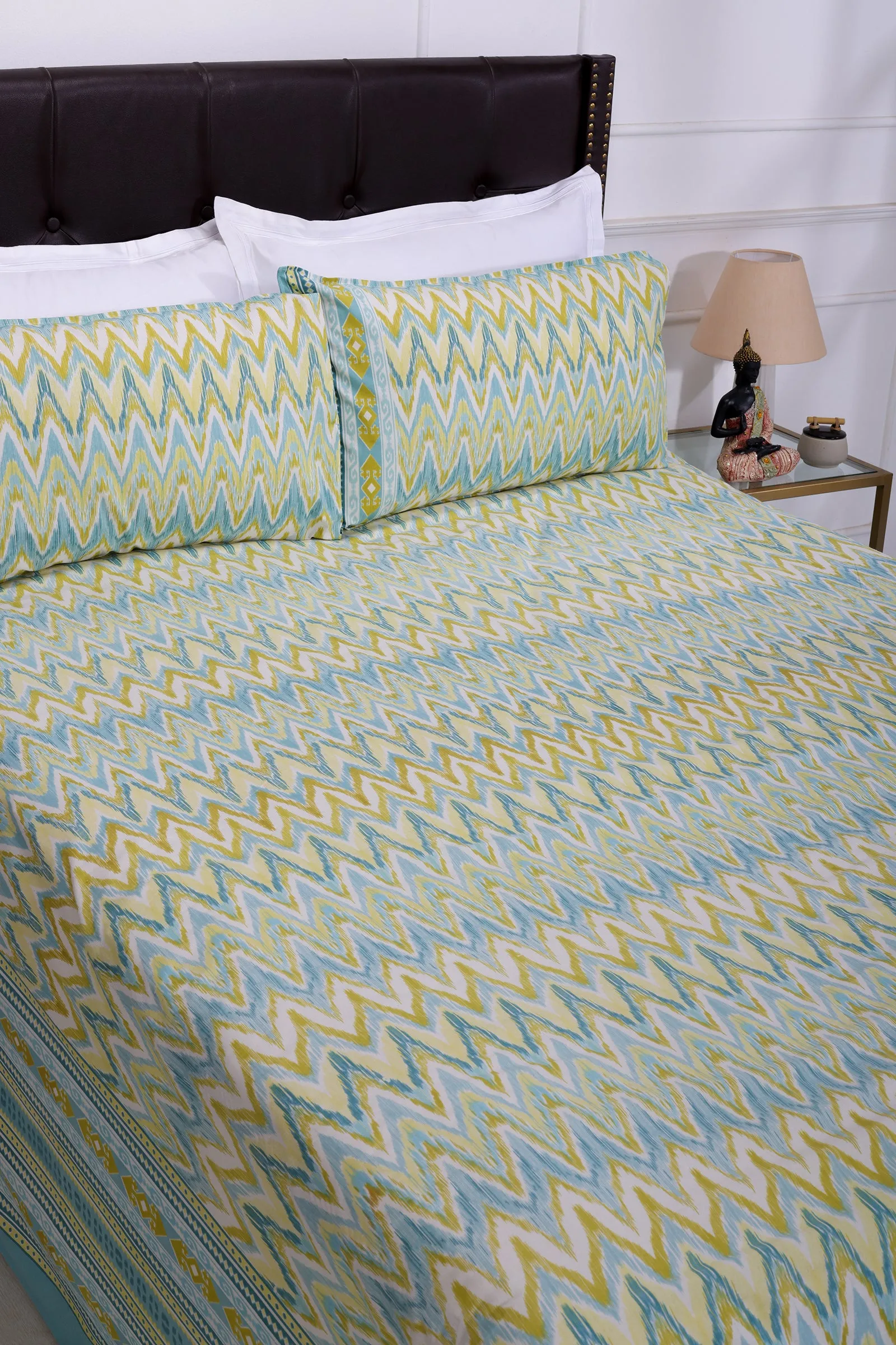 Suhana Ikkat Medley Green Cotton  Bedsheet