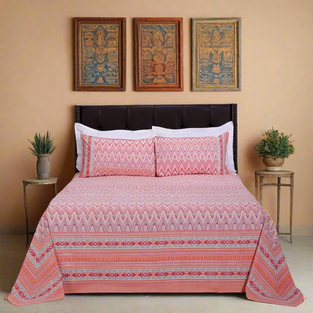 Suhana Ikkat Medley Orange Cotton  Bedsheet