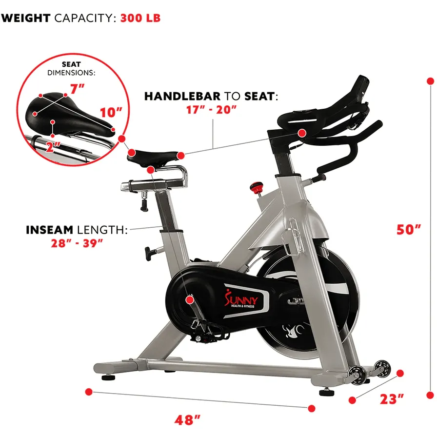 Sunny Health & Fitness Flywheel Belt Drive Commercial Indoor Cycling Bike