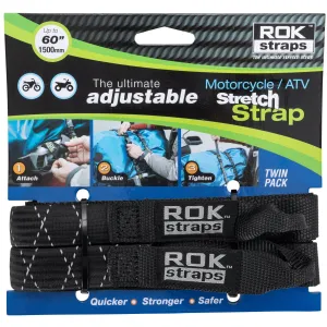 The Ultimate Adjustable Cargo Straps Twin Pack - 18"-60" x 1" - Black w/Reflective Tracer