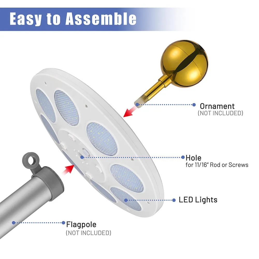 TheLAShop Flagpole Light Solar Powered Top Mount D11/16"