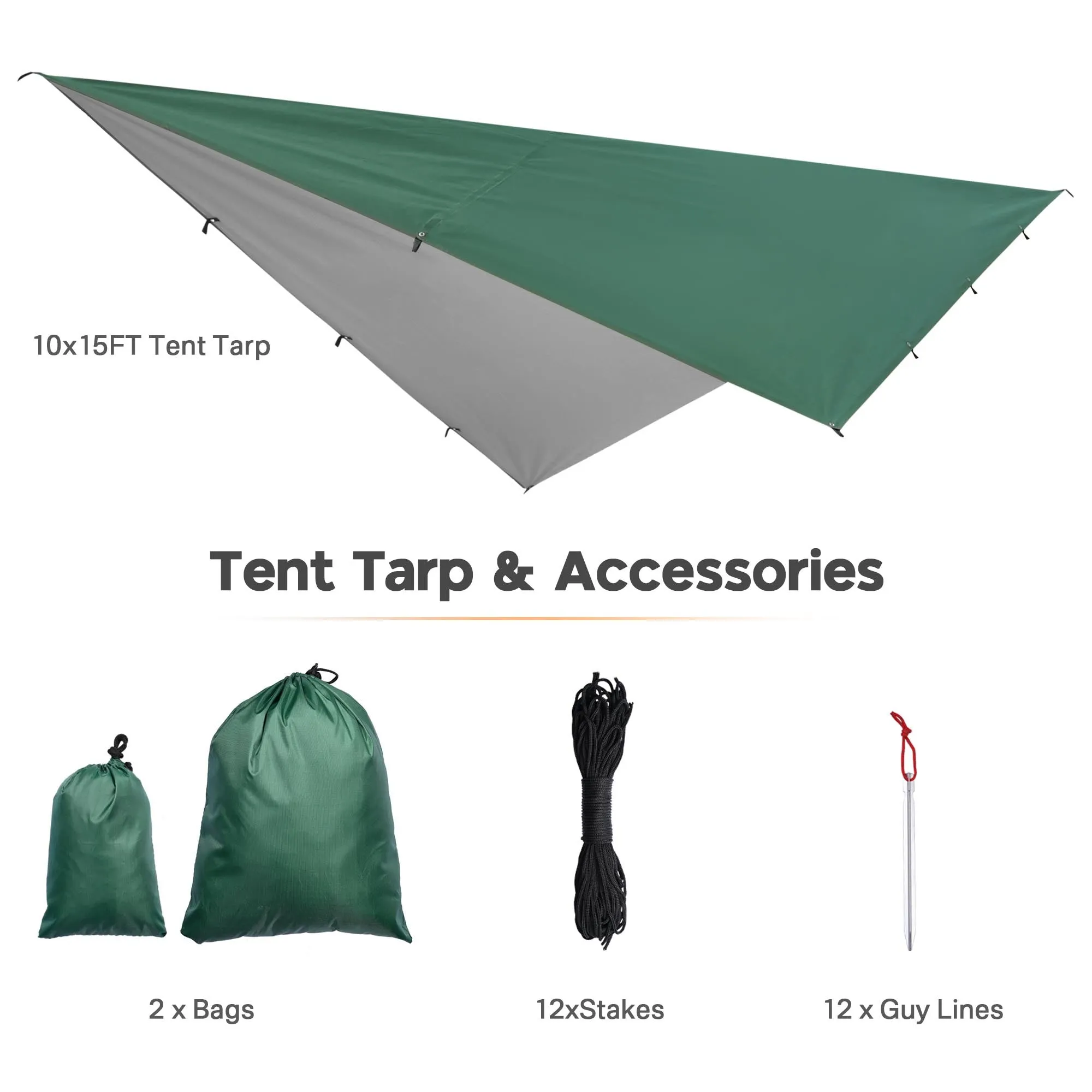 Yescom Camping Tarp Large Hammock Rain Fly 10x15ft UV50  PU3,000mm