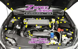 ZSPEC "Stage 2" Dress Up Bolts® Fastener Kit for '22  Subaru WRX & Legacy, Stainless & Billet